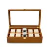 Caixa de relógio de madeira Oirlv com capa acrílica Fraxinus Mandshurica para armazenamento de exibição de pulso Organizador de madeira sólida 240327