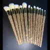 12pcsset Diamondstuddded Makeup Brushes Gems Gems Tools Full Diamond Loose Powder Foundation Brush Bling 240403