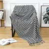 Blankets Modern Minimalist Style Home Windproof And Warm Blanket Sofa Cover Thousand Bird Grid Tassel Wool Summer