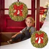 Decoratieve bloemen krans ring rode boog gloeiende kerst voordeur decoratie decor slinger verlichte kabouters met timer