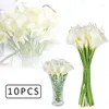 Flores decorativas 1/10pcs brancos brancos falsos calla lily decoração de casa caseiro buquê de buquê de mesa de flor Vaso de flores Arranjo