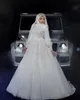 Muslim Long Sleeve Wedding Dress Sequins Pearls Bridal Ball Gowns Custom Made High Neck Shiny Fashion Vestido De Novia Arab Bride Gown