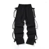 Men's Pants Spring Autumn Elastic High Waisted Solid Patchwork Pockets Zipper Work Clothes Casual Sports Trousers Fashion
