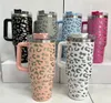 40oz Leopard print Reusable Tumbler with Handle and Straw Stainless Steel Insulated Travel Mug Tumbler Insulated Tumblers Keep Dri8704893