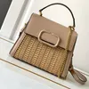 Mode Sommer gewebte Strohbeutel Designer Strand Totes Crossbody Stroh Bag Klappe Handtasche Goldkette Leder Umhängetasche gewebte Tasche Tra ndvb