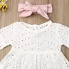 Vêtements d'été pour bébés filles, vêtements d'été à manches courtes, hauts en dentelle ajourée, ceinture élastique, pantalon à nœud papillon, bandeau 3 pièces, tenues