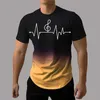 T-shirts heren heren t-shirt 3D printgradiëntstijl muzieknoot TEE 2023 Zomer Oversized t-shirt voor mannen mode korte mouw o-neck tops 2443