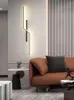 Lampa ścienna nowoczesna linia LED Minimalistyczna czarna aluminiowa halowa salon sofa sofa dekoracja tła