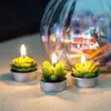 12pcs Tea Valentine's Day Decoration, Handmade Exquisite Amber Cactus Candle, Suitable for Party, Wedding, Spa, Home Decoration Gifts