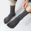 Chaussettes masculines 5 paires cinq doigts coton hommes couleurs solides confort sport de haute qualité anti-odor fonctionnant à l'orteil divisé
