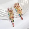 Kolczyki Dangle Bilincolor Heavy Przemysł w kolorze cyrkonu Butterfly Flowsel dla kobiet