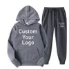 Men Women Tracksuits Make Your Design Text Custom Hoodie Set Original Design Printed Sweatshirt and Sweatpants 2 Pieces Set 240325