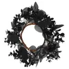 Dekorativa blommor halloween krans svart ring pumpa hängande ornament skräck atmosfär hem dekoration för prop vägg