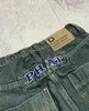 Jeans pour femmes Y2K Baggy High Street Européen et américain Rétro Vert foncé pour hommes Femmes Hip Hop Mode Casual Pantalon à jambes larges