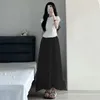 Spodnie damskie jedwabne kobiety koreańskie błagane spódnice 2024 Letnia wysoka talia luźna moda elastyczna moda elastyczna A-line faldas lady huśtawka