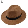 Berets Summer Beach Sun Hat voor mannen opvouwbare floppy reisverpakkbare staw solide brim panama
