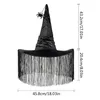 Beretti Cappello da stregone nero per Halloween Party Fringed Fringed Wizard Cosplay Costume Testaggio universale Carnivali universali