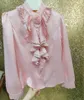 Женские блузки с бисером цветочные стежка розовые рубашки для женщин 2024 весна осень в длинных рукавах офисные топы Camisas de Mujer