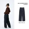 Jeans pour femmes femmes harajuku cargo baggy streetwear blue hip hop oversize la jambe large conception rétro de conception demin pantalon lâche y2k