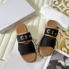 Slippers Fashion Mila Sandals Women letter Fabric Criss-crossing Straps Mule Chunky Sole Slip On Scuffs Beach Slide Platform Flat Comfort Slippers Shoe