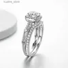 Pierścienie klastra Dezo Moissanite Pierścienie ślubne Zestaw dla kobiety Całkowity 1,53ctw Vintage Solid 925 Srebrny pierścionek zaręczynowy VVS1 D Kolor GRA Certyfikat L240402