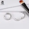 Earrings ORSA JEWELS Real 925 Sterling Silver Women Hoop Earrings Prong Setting AAA Cubic Zircon Small Earring Trendy Jewelry SE82