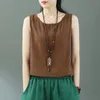 Fashion Oneck Solid Color Sleeveless Tank Top Tshirts Womens Clothing Summer Loose Korean Tops Casual Tee Shirt 240403