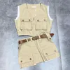 Casual Women Skirt With Belt Sporty Vest Tops Luxury Designer Vest Jackets Skirts Charming Summer Street Style Mini Skirt