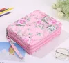 Bolsas 120 tragamonedas estuche de lápiz de color con soporte de lápiz de rosa de cremallera Organizador de pluma de tela Oxford para estudiante o artista