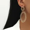 New jewelry geometric hollow heart-shaped chain large earrings for women's high-end feeling cool and indifferent style exaggerated earrings in Europe and America