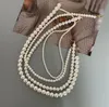 Fashion Simple Pearl Necklace Heart-shaped Pendant Floral Pearl Necklace For Woman Party Wedding Luxury Clavicle Chain