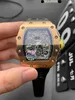 Regardez le mouvement en céramique de mouvement suisse de qualité supérieure avec diamant nouveau chronographe RM1103 kvmovement miroir en verre cristallin Titanium pour faire le caoutchouc