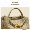 Tote en cuir Bottegveneta Andiamo Sacs Dongshi Green Advanced Retro Retro Womens Woven Bag Metal Corde boucle