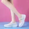 Casual Shoes Genuine Leather Air Cushion Women's Spring Soft Soles Breathable Thick White