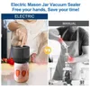 Electric-Mason-Jar-Vacuum-Sealer, Rechargeable Vacuum Sealer with LED Indicator for Food Storage and Fermentation, Black/White