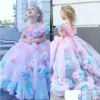 Girl'S Dresses Girl 2022 Floral Ball Gown Flower Ruffle Combined Colorf Hand Made Pageant Gowns Custom First Communi Drop Delivery Bab Dhqny