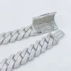18 mm 4 rangées Moissanite Square Cuban Colliers de chaîne de liaison cubaine Men Sier Choker For Women Pass Tester Diamonds with Gra