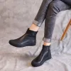 ブーツDrkanol Autumn Winter Funing Leather Flat Ankle Ankle Boots for Wame Warm Boots SideZipper Soft Cour Leather Botas H8066