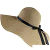 Breda randen hattar hink topi jerami gadis floppy lebar dapat dilipat sederhana pantai wanita musim panas uv melindungi perjalanan perem dhl8d