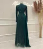 Abiti da festa verdi splendide maniche lunghe serate modeste donne musulmane abiti da ballo formali perle isreal Met Gala Outfits