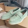 Stövlar jawakye mocka platt skor kvinnor multicolor äkta läder slipon loafers metall lås dekor casual moccasins kvinnor skor riktiga foton