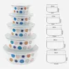 Schalen 5pcs/ Emaille Bowl Set Creative Flower Animal Salat mit Plastikabdeckungen für die Heimküche