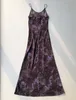 Women High Quality V Neckline Leopard 100% Silk Midi Strap Dress
