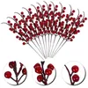 Fiori decorativi 12 PCs Berry STELLO ROSSO ARTICIFICA A DEORE NAMBINI BERRIE DI HOLLY FILO DI FILO SIMOLA