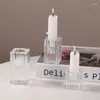 Candle Holders Creative Pillar Glass Candlestick Desktop Decoration Dinner Cup Striped Transparent Home Restaurant Ornaments