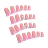 False Nails Pink Press On With Rhinestone Decor Long Lasting Safe Material Waterproof For Women And Girl Nail Salon