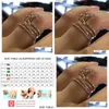 Band Rings Fashion Mtilayer Morganite Rose Gold Color Jewelry Champagne Crystal Stone Ring Bague For Women Mother Days Gifts Drop Deli Otqf1