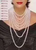 Collane splendide AAAA 1110mm rotonde Akoya Grey Natural Pearl Neckace 14K