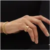 Bands anneaux Woven Watch Strap Square Zircon Ring Womens 2023 New Fashion Style Tide All-Match Premium Jewelry Accessories Drop délivre DHZ0Z
