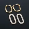 2023 Fijne sieraden Ovaal 14k 18K Gold vergulde diamant 925 Zilveren kubieke zirkoonveiligheidspennen Earring Huggie Hoop oorbellen voor vrouwen